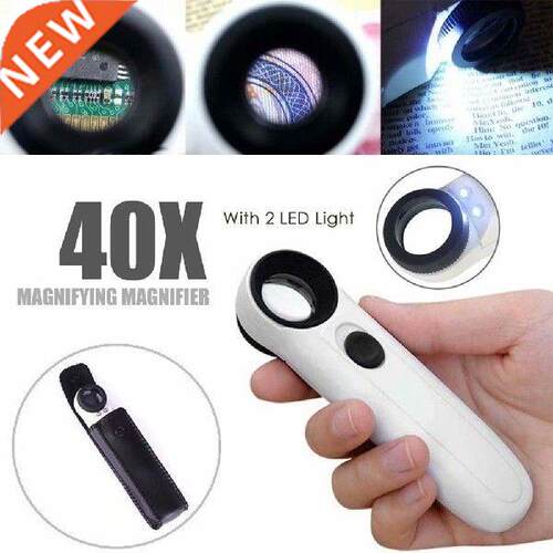 40X Magnifying Glass with 2 LED Light for Inspect Maps