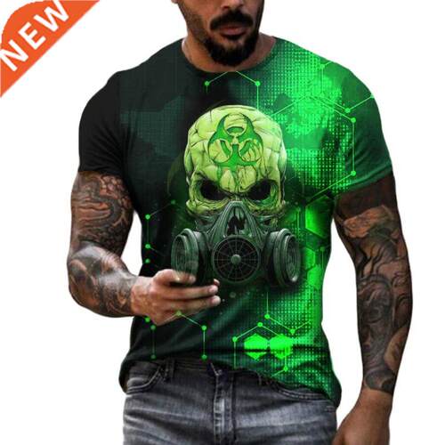 Summer 3D Printing Plum Skull Oversized T-Shirt Fashion O-Ne