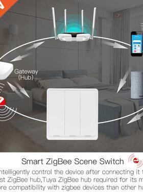 Tuya ZigBee 3 Gang 9 Scene Switch Push Button Wireless Contr