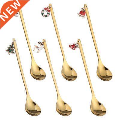 6Pcs Christmas Coffee Spoons Stainless Steel Tea Scoops Kids