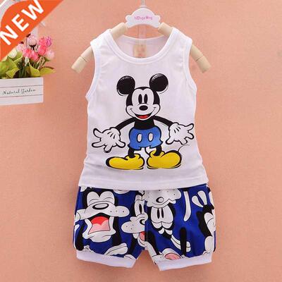 Summer Baby Boy Clothing Set Cartoon Mickey Minnie Girl Vest