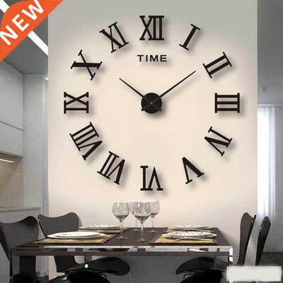 D Large Roman Numeral Acrylic Mirror Wall Clock Sticker Fas