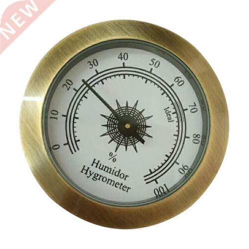 Hot Selling Round Glass Analog Hygrometer For Humidors Gold