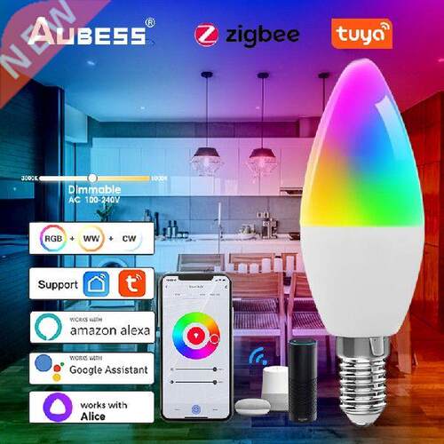 Zigbee Smart Light Bulb E14 Candle Lamp RGB+CCT 5W