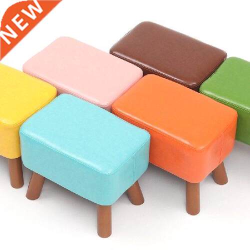 Minimalist Modern wooden leather square stool creative foot