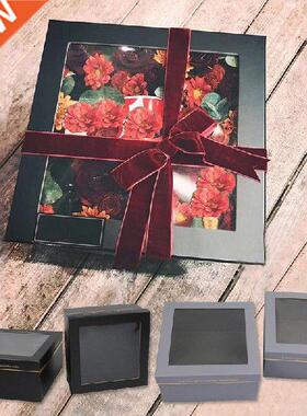 2pcs/set Kraft Paper Box Transparent PVC Window Soap Boxes
