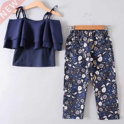 Summer Teen Girls Chffion Vest T Shirt Flower Pants Clothing
