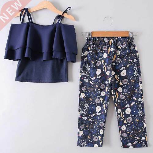 Summer Teen Girls Chffion Vest T Shirt Flower Pants Clothing