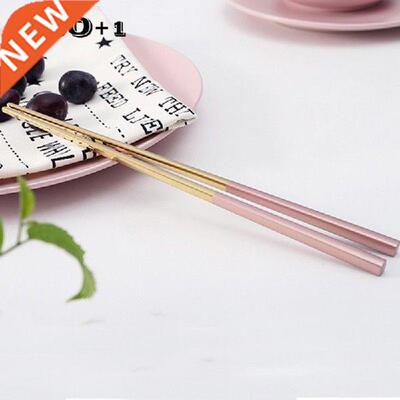 1 pair Pink Gold Silver Chopstick Korean Dinner set