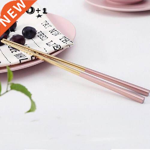 1 pair Pink Gold Silver Chopstick Korean Dinner set