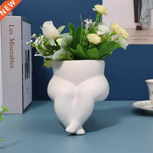 Body Art Flower Vase Minimalism Style Butt Leg Ceramic Vase