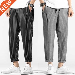 Fashion stripe Plaid Pants Men's 2022 Autumn Japanese Retro