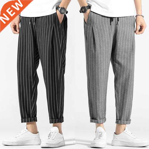 Fashion stripe Plaid Pants Men's 2022 Autumn Japanese Retro