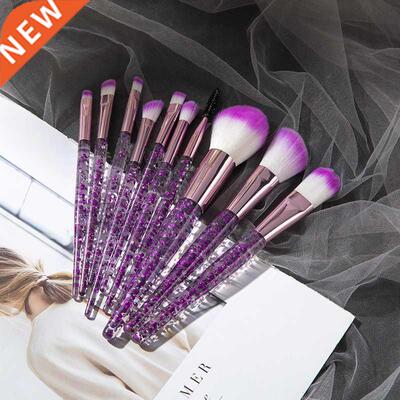 10PCS Glitter Shinng Cryal Makeup Brushes Set Cosmetic Bea