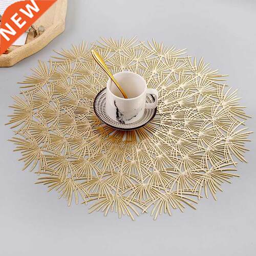 PVC Bronzing leaves Flower Hollow Non-slip Kitchen Placemat