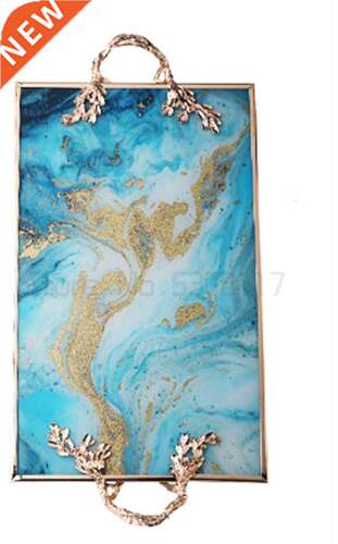 Nordic Creative Gold plating glass tray Household Storage