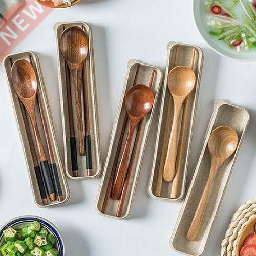 3Pcs/Set Wooden Spoon Fork Chopsticks Nice Gift Tableware