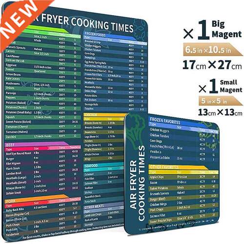 Air Fryer Cooking Time Chart Magnetic Cheat Sheet Set