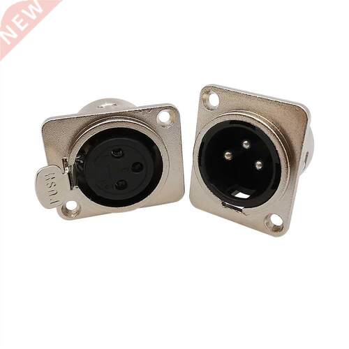 2Pcs Metal 3 Pin XLR Male Female Chassis Panel Mount Plug J