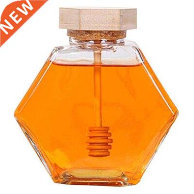 Honey jar Glass transparent Bottle wth Strrng Rod