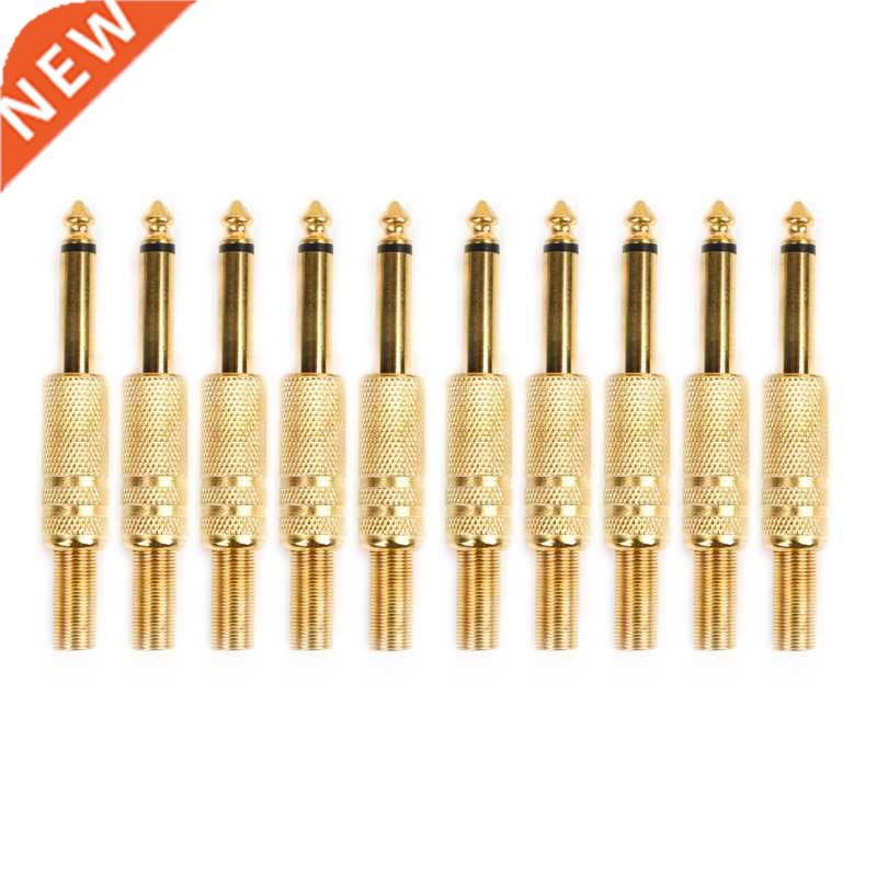 10 Pcs Gold Plated 6.35mm Male 1/4 Mono Jack Plug Audio Conn