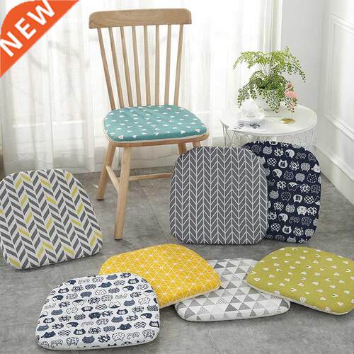 Nordic Print Sponge Dining Chair Cushion Cotton Hemp Non-Sli