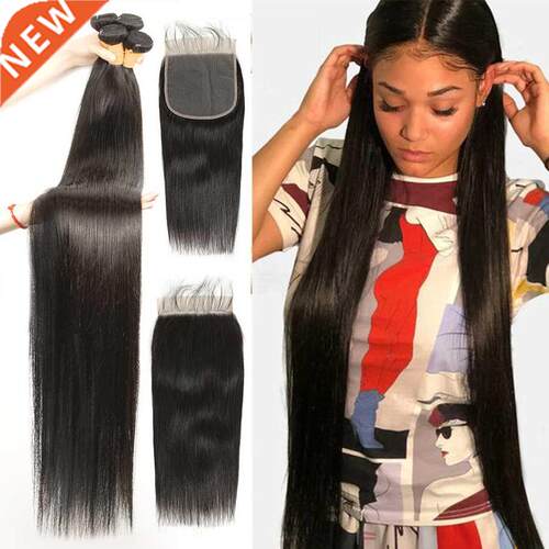 FDX Straght Bundles Wth 6x6 Lace Closure Brazlan Har We