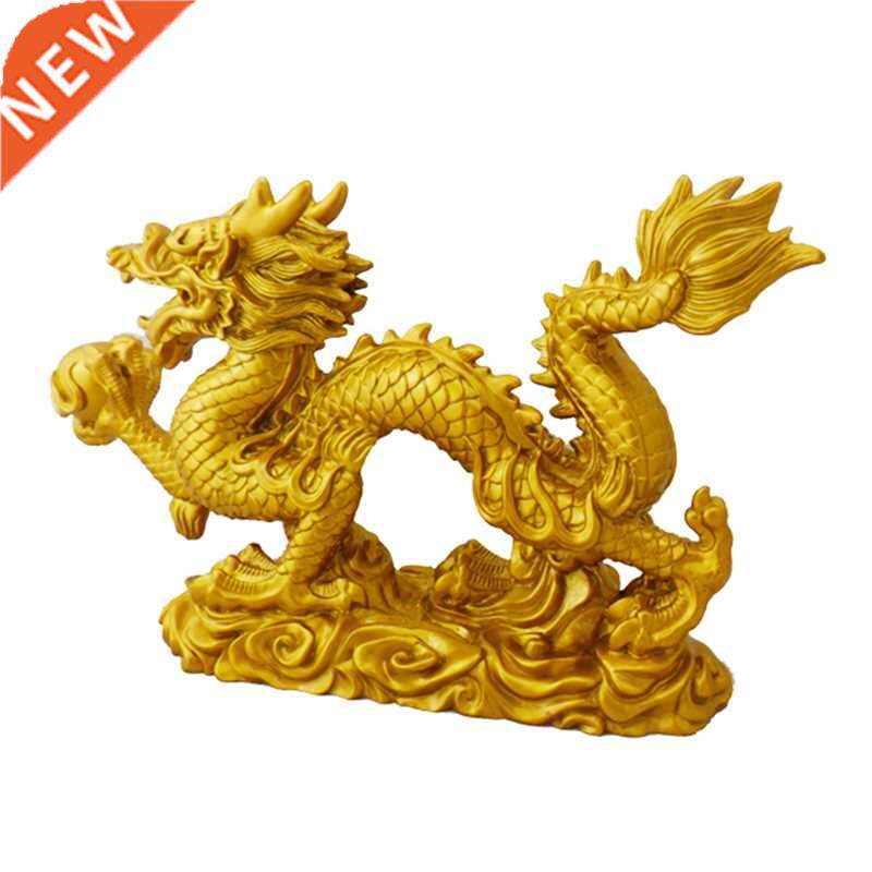 Chinese Zodiac Golden Dragon Statue Animal Decoration Home图片