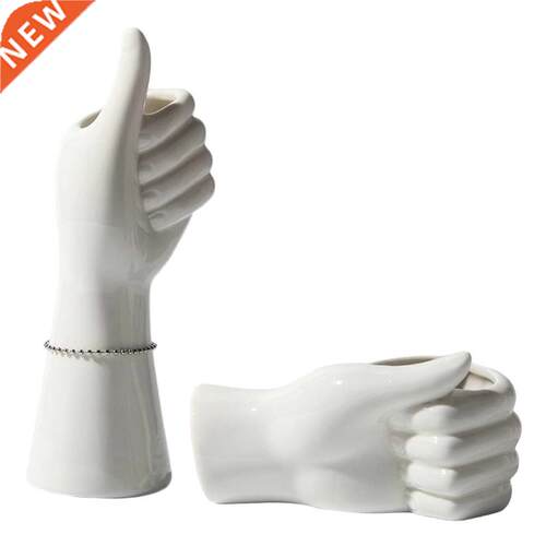 Modern Art Ceramic Hand Shape Vase Statue Table Centerpiece
