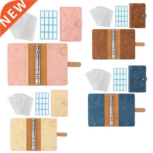 6-Ring Budget Binder,PU Leather Loose Leaf Notebook with Bin