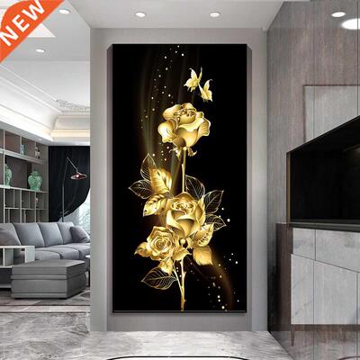Abstract Golden Leaves and Flower e Oil Painting on Posters