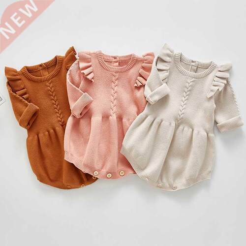Baby Girls Knitted Bodysuit 2022 Spring Infant Newborn Long