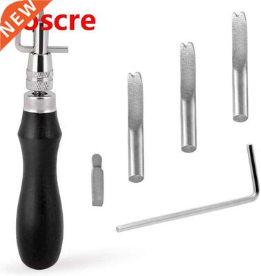 Black Leather Groover Tool, 7in1 Pro Adjustable Stitching Gr