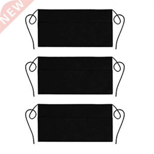 3 Pack 3 Pockets Cotton Waitress Waist Apron, Server Waist A