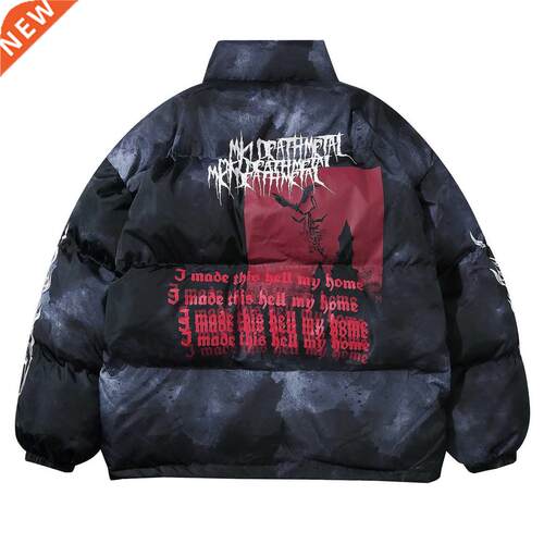 Dark Graffiti Men Women Jacket Parkas Streetwear 2021 Winter