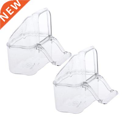 Acrylic Bird Seed Food Feeder 2Pcs/Set Cage Hanging Dish Fee