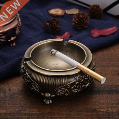 Vintage Metal Ashtray with Emossed Flower for Hotel Home