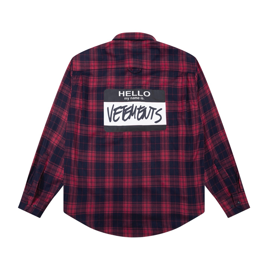 VETEMENTS设计感格子长袖衬衫