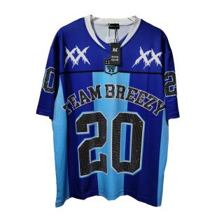 T恤男宽松街舞潮牌数字上衣tee 球衣短袖 美式 复古烫钻休闲潮流个性