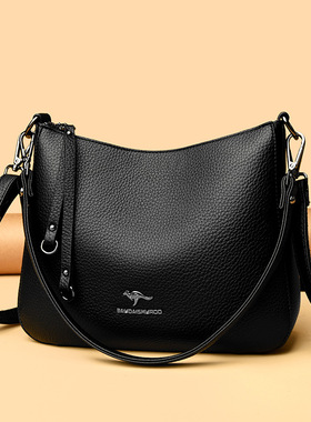 真皮女包2025新款时尚百搭单肩斜挎包中年妈妈包黑色信封包