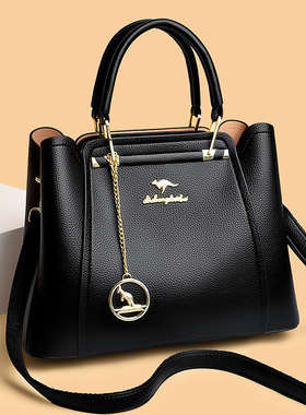 2025新款女士手提包黑色真皮大容量通勤包简约轻奢单肩包