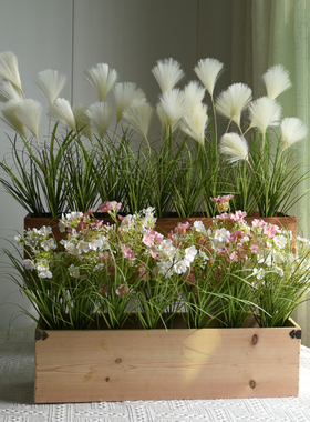 实木花箱仿真花摆设假花隔断花槽装饰花室内高级仿生绿植造景组合