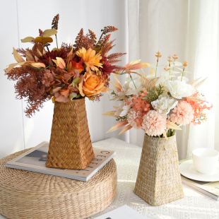 仿真玫瑰绣球花波斯菊花束手捧花艺套装秋色餐桌客厅茶几装饰摆件