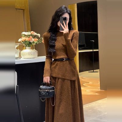 有 小个子韩系穿搭连衣裙子女早秋季法式气质高级感套装长裙