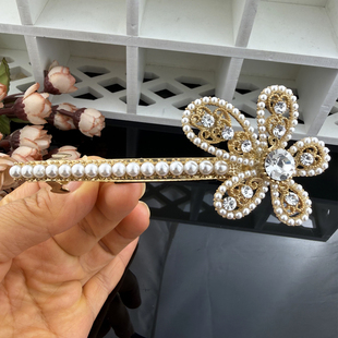 韩国高级感花朵弹簧夹扎头发横夹后脑勺马尾夹半披发头夹轻奢发饰