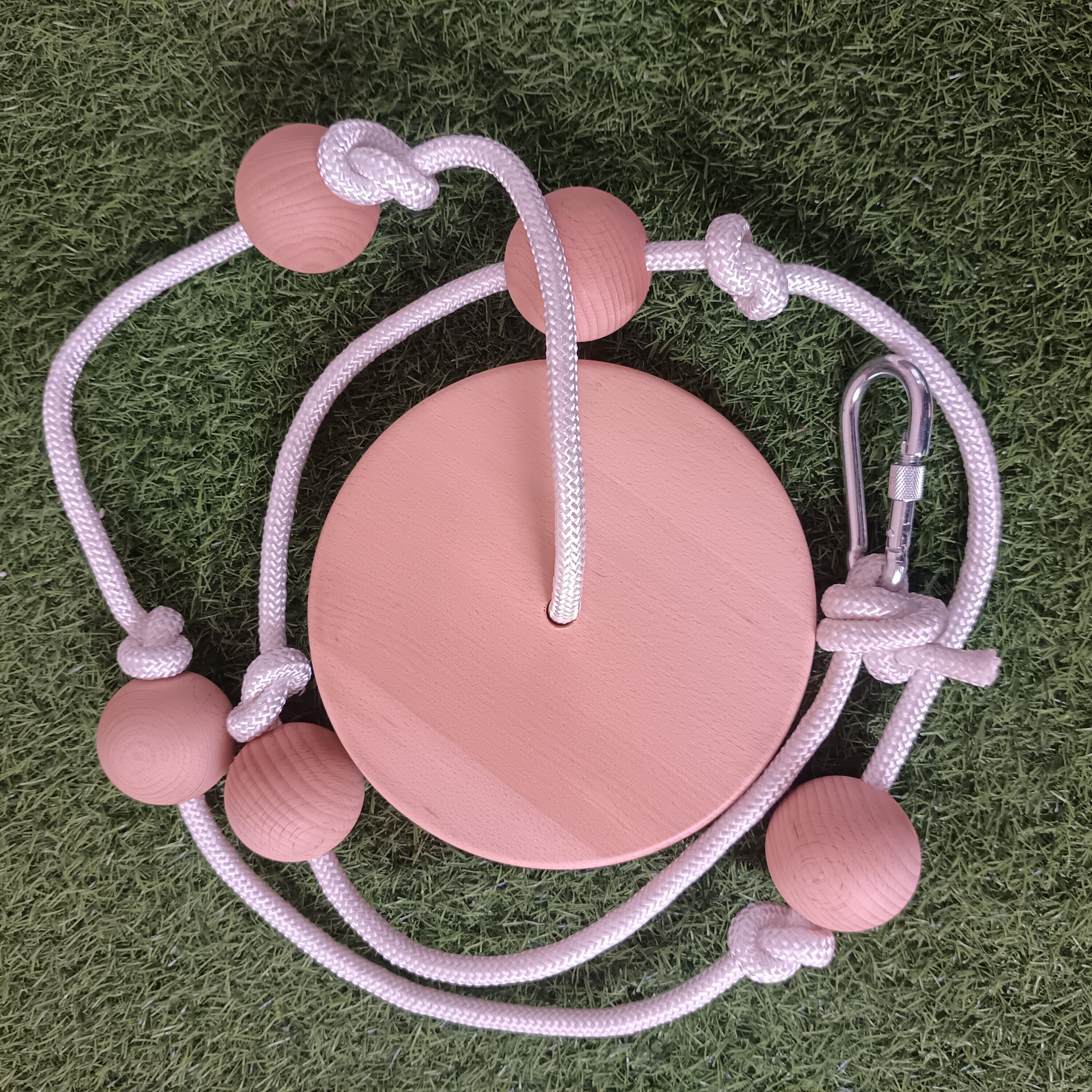 儿童室内榉木圆盘秋千加绳球榉木球吊环秋千板感统助教训练攀爬