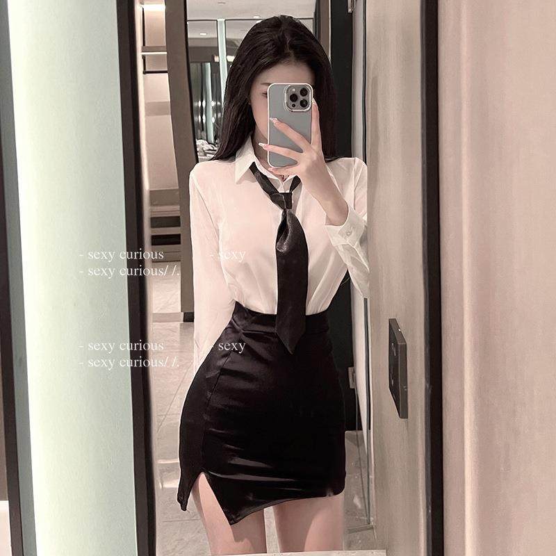 大码秘书制服套装纯欲ol诱惑性感Q绪内衣御姐办公室黑丝空姐女警