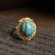 原矿绿松石首饰配件绿松镶嵌戒指