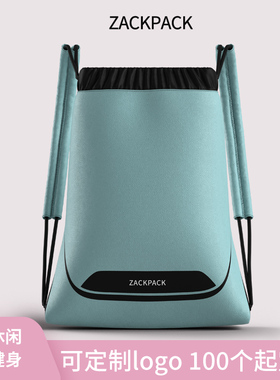 皮革运动抽绳背包户外健身房束口袋定制印字logo百搭大容量双肩包