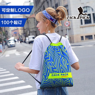 定制印logo抽绳双肩背包运动健身房防水运动束口袋轻便户外拉绳袋